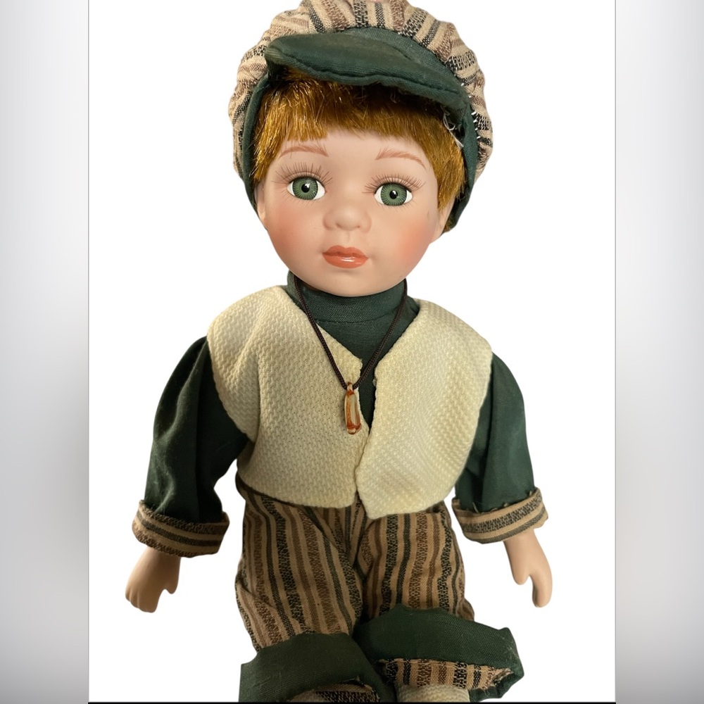 Vintage Imperfect Perfect Set of Two Sitting Brother & Sister Porcelain Dolls 8” - Picture 3 of 9